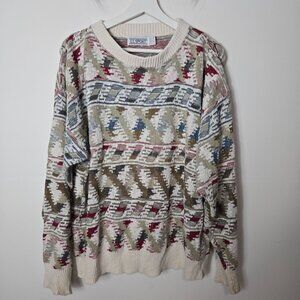 VTG CC Sport 3D Knit Women's Size L Drop Sleeve Sweater Multicolored Grandpacore
